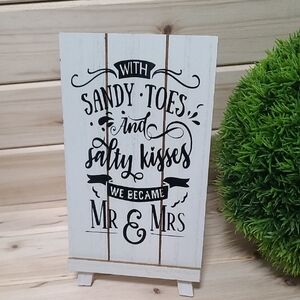 Hand Crafted White and Black Decorative Sign